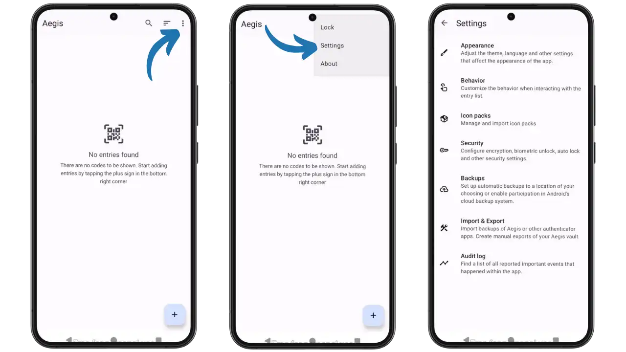 Interface principale et paramètres