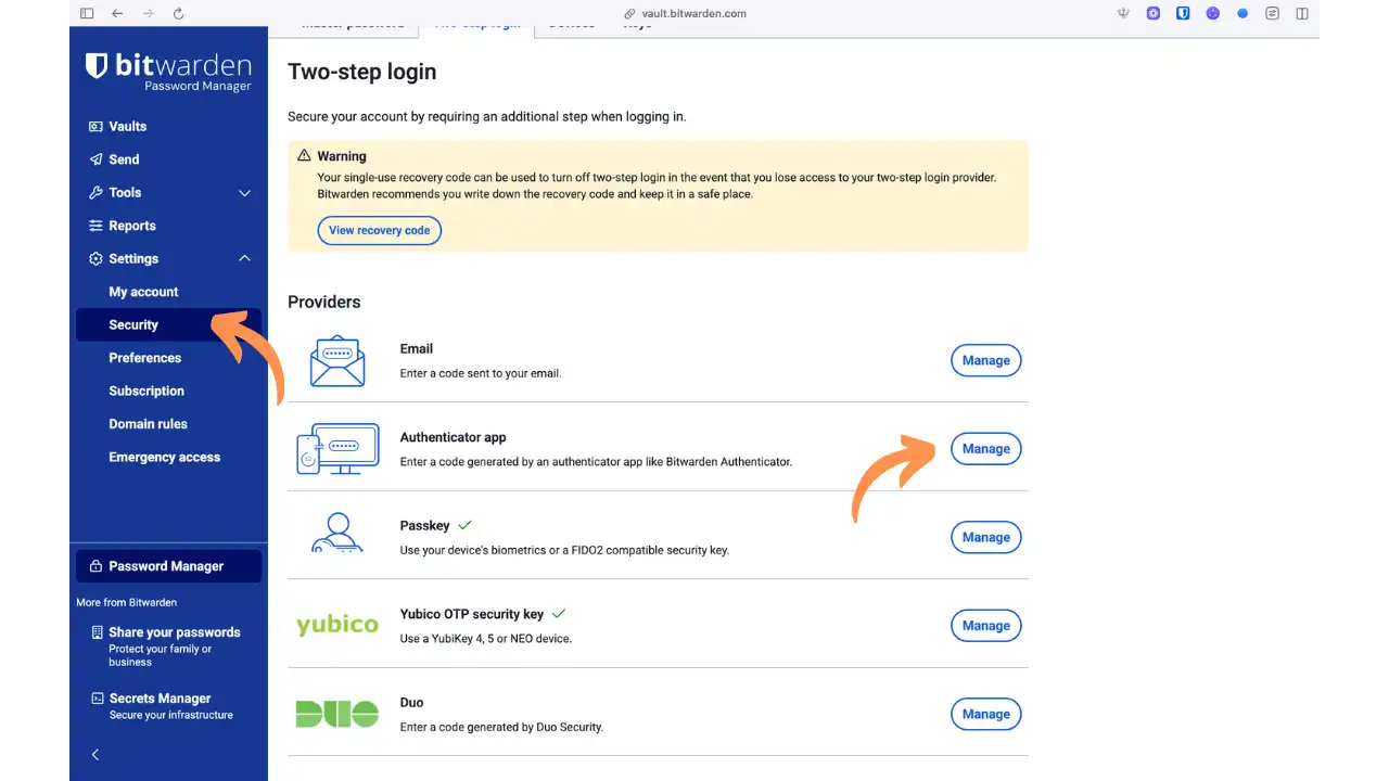 Exemple avec Bitwarden