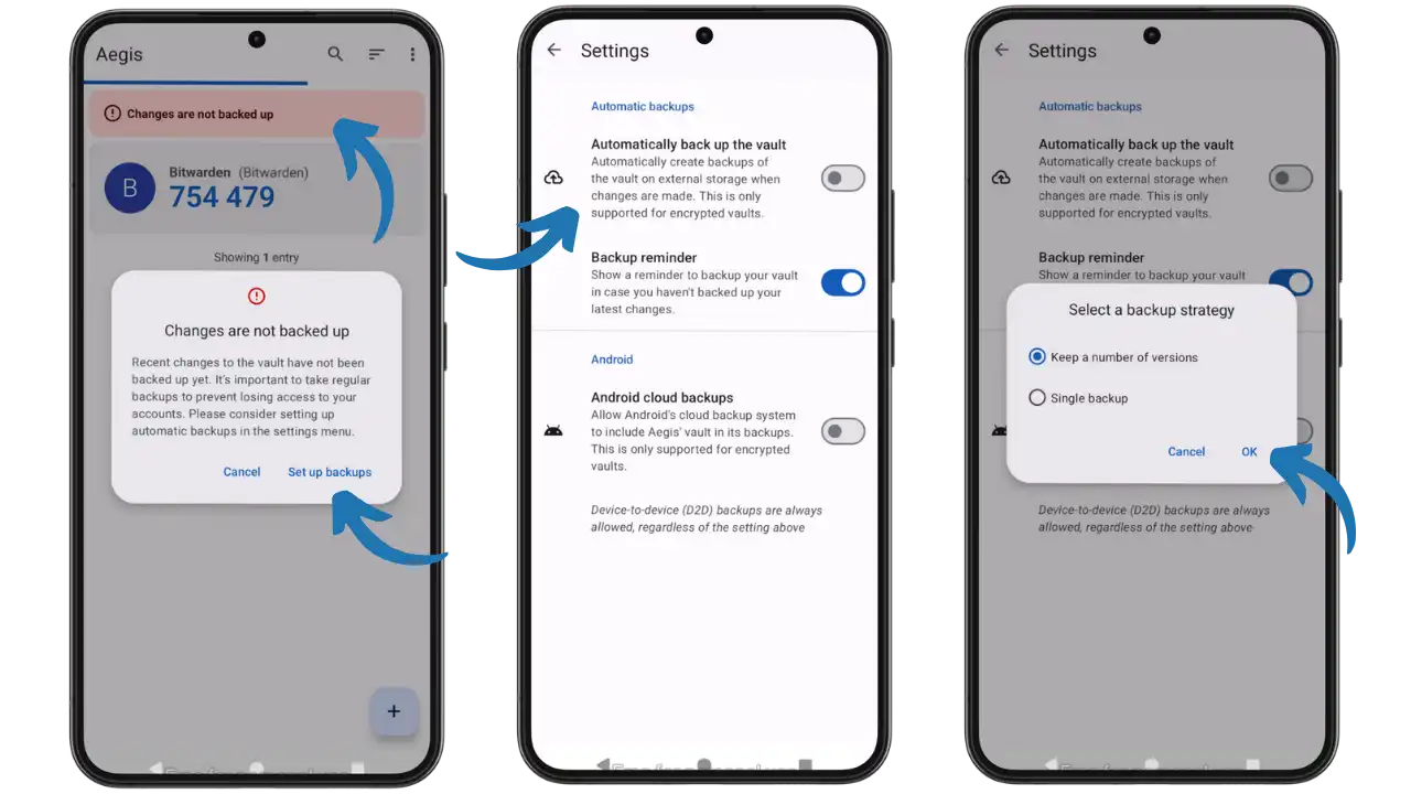 Configuration des sauvegardes