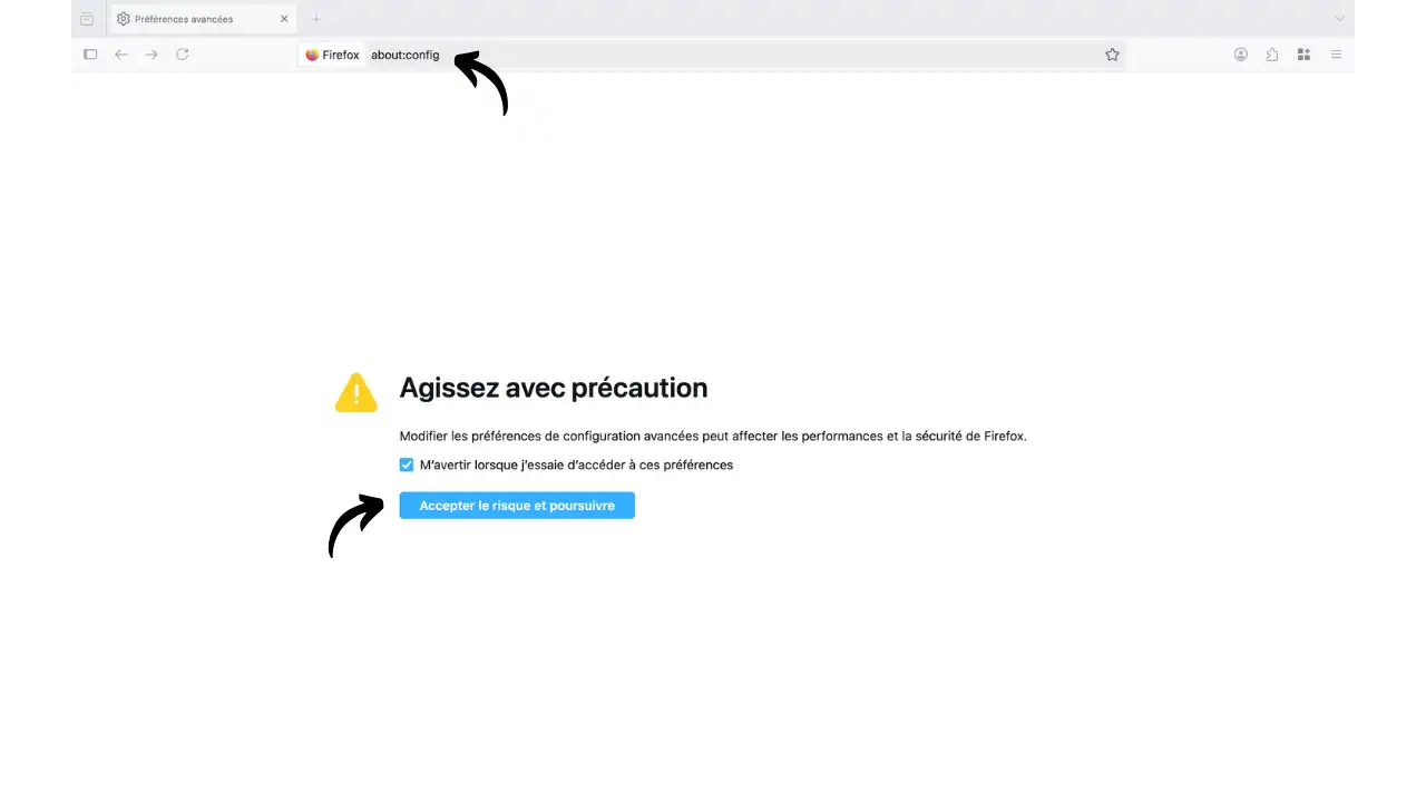 Avertissement about:config