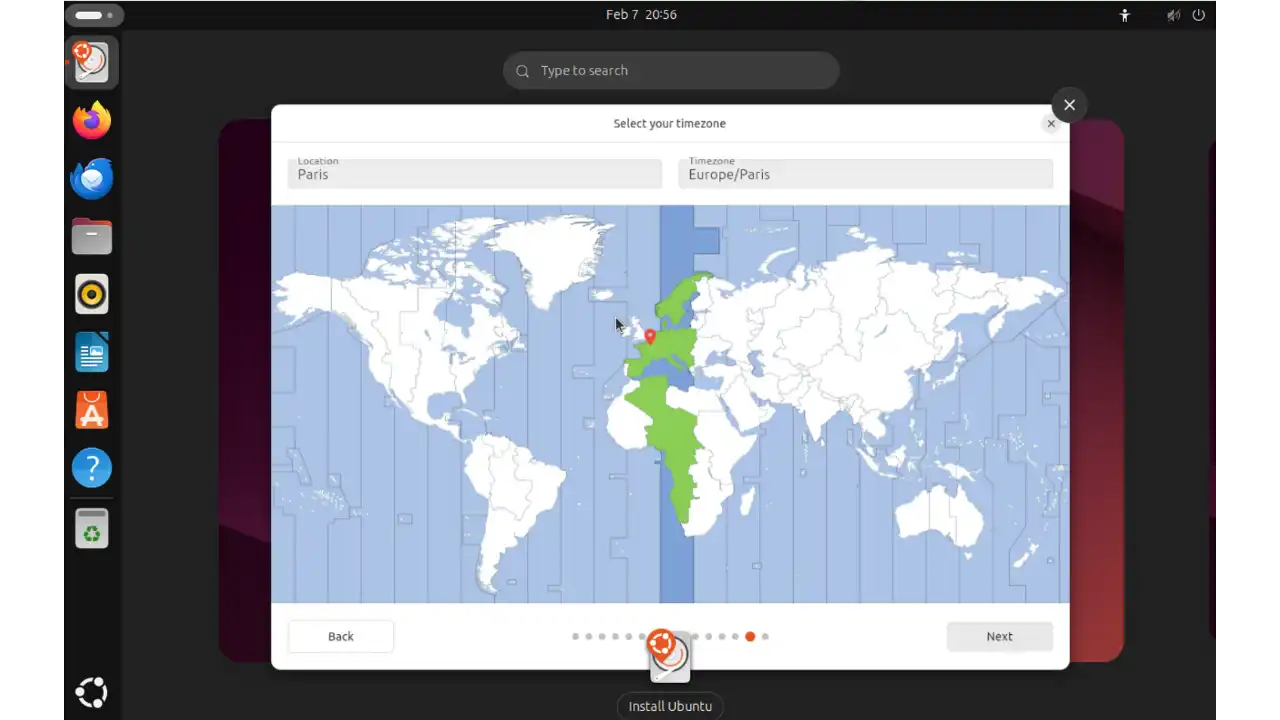 Sélection du fuseau horaire