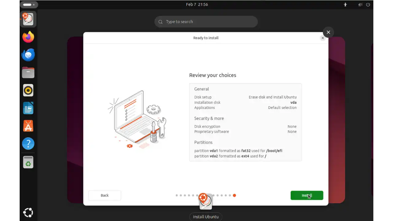Résumé de l'installation