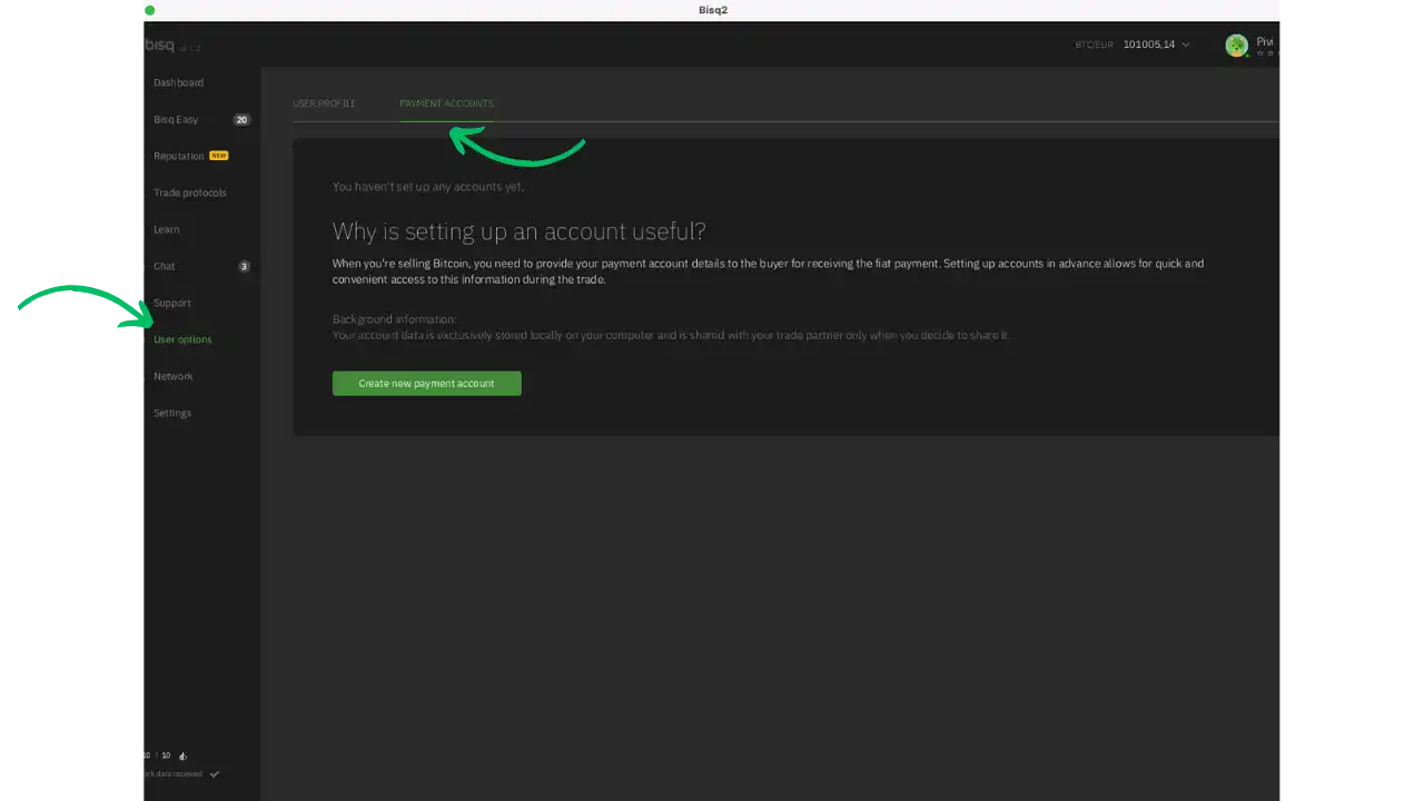 Liste des comptes de paiement