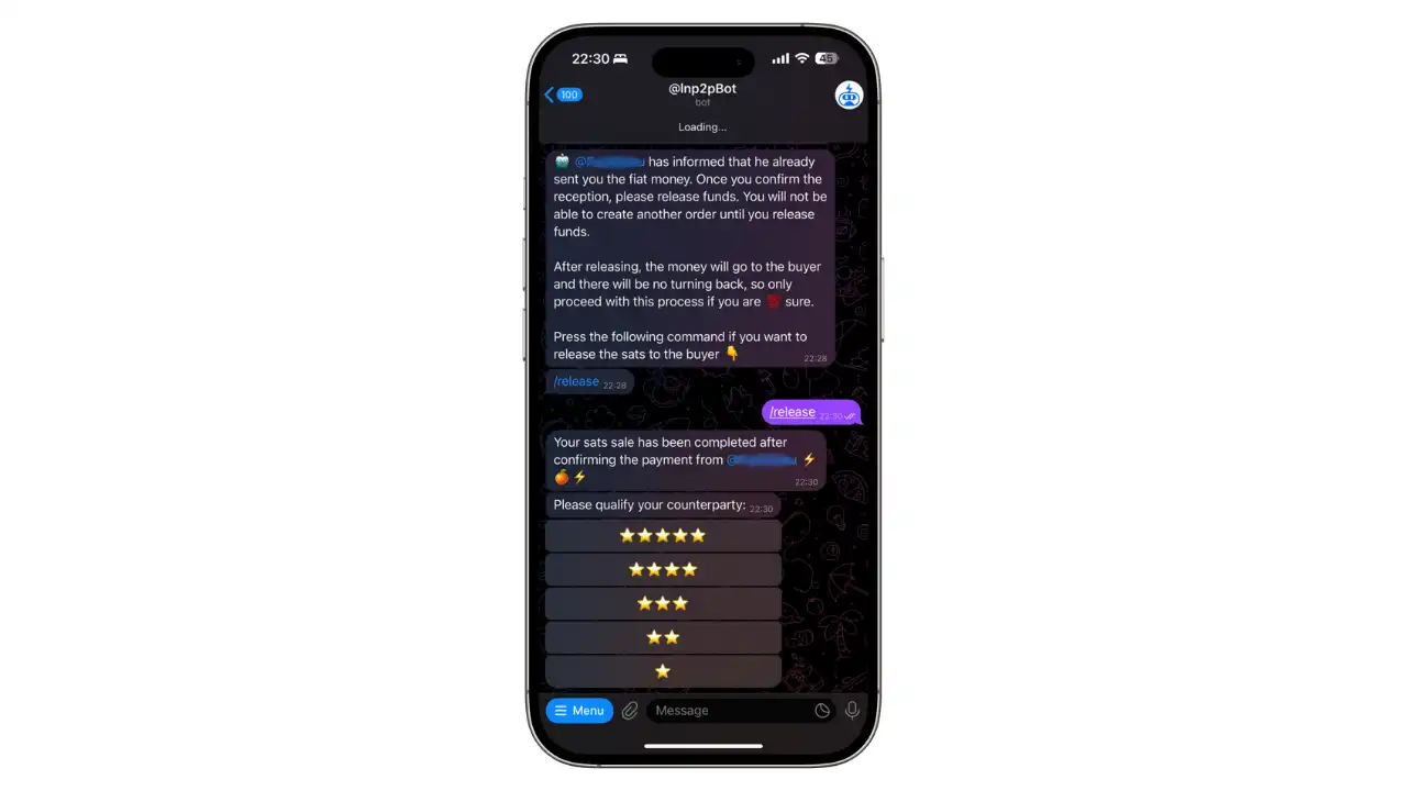 Confirmation de la fin de l'ordre