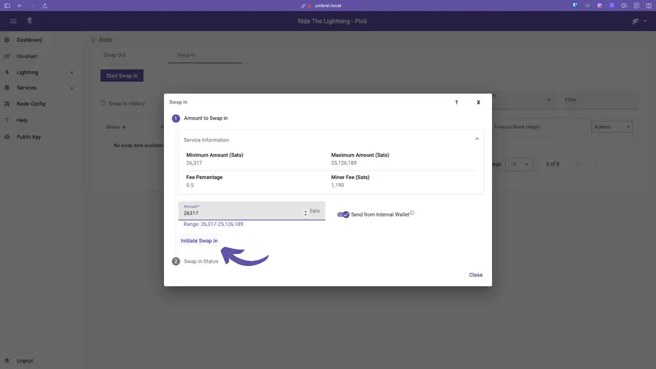 Configuration d'un swap-in