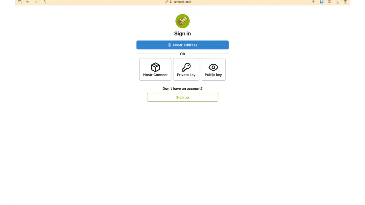 Options de connexion dans noStrudel