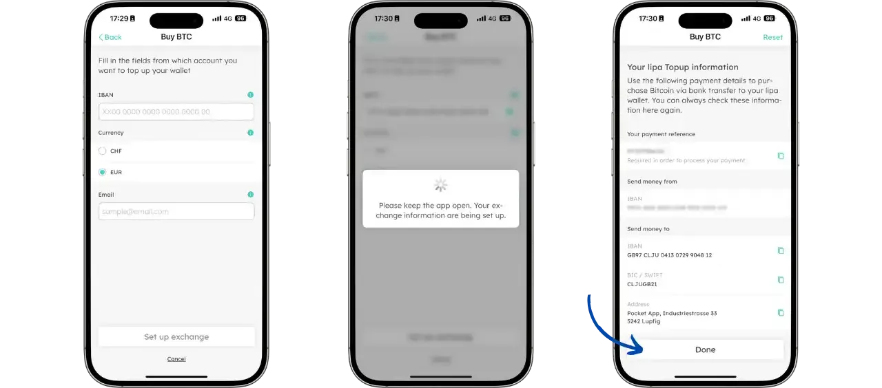 Sélection du montant